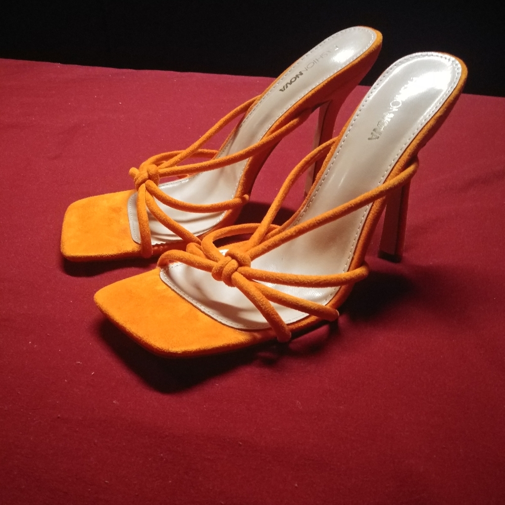 Orange Suede Strap shoes